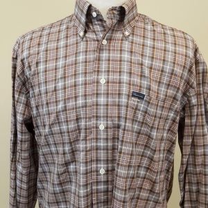 Faconnable Brown Plaid Button Down Shirt Medium